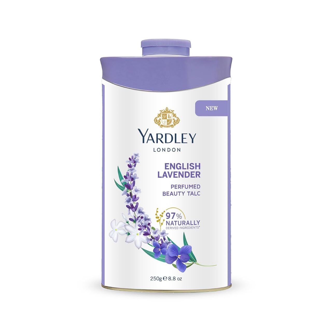 Yardley English Lavender perfumed talc 250 g packaging