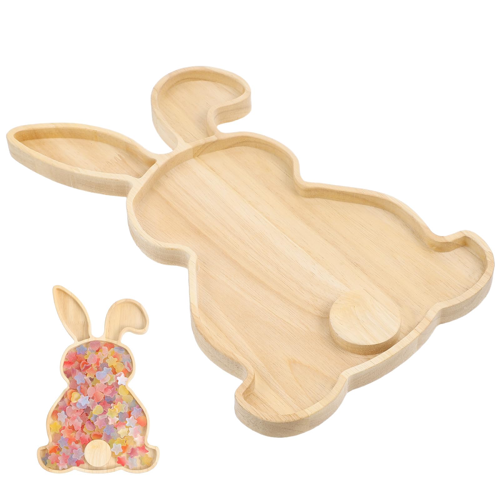 Yardwe Easter Bunny Wooden Serving Tray rabbit shaped wood board 11.22 x 7.08 inch