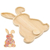 Yardwe Easter Bunny Wooden Serving Tray rabbit shaped wood board 11.22 x 7.08 inch