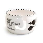Yarn Bowl Size of Stash Yarnaholic ceramic bowl front view