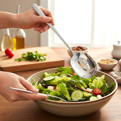 Slotted serving spoons and large serving spoons in 11.42 inch stainless steel