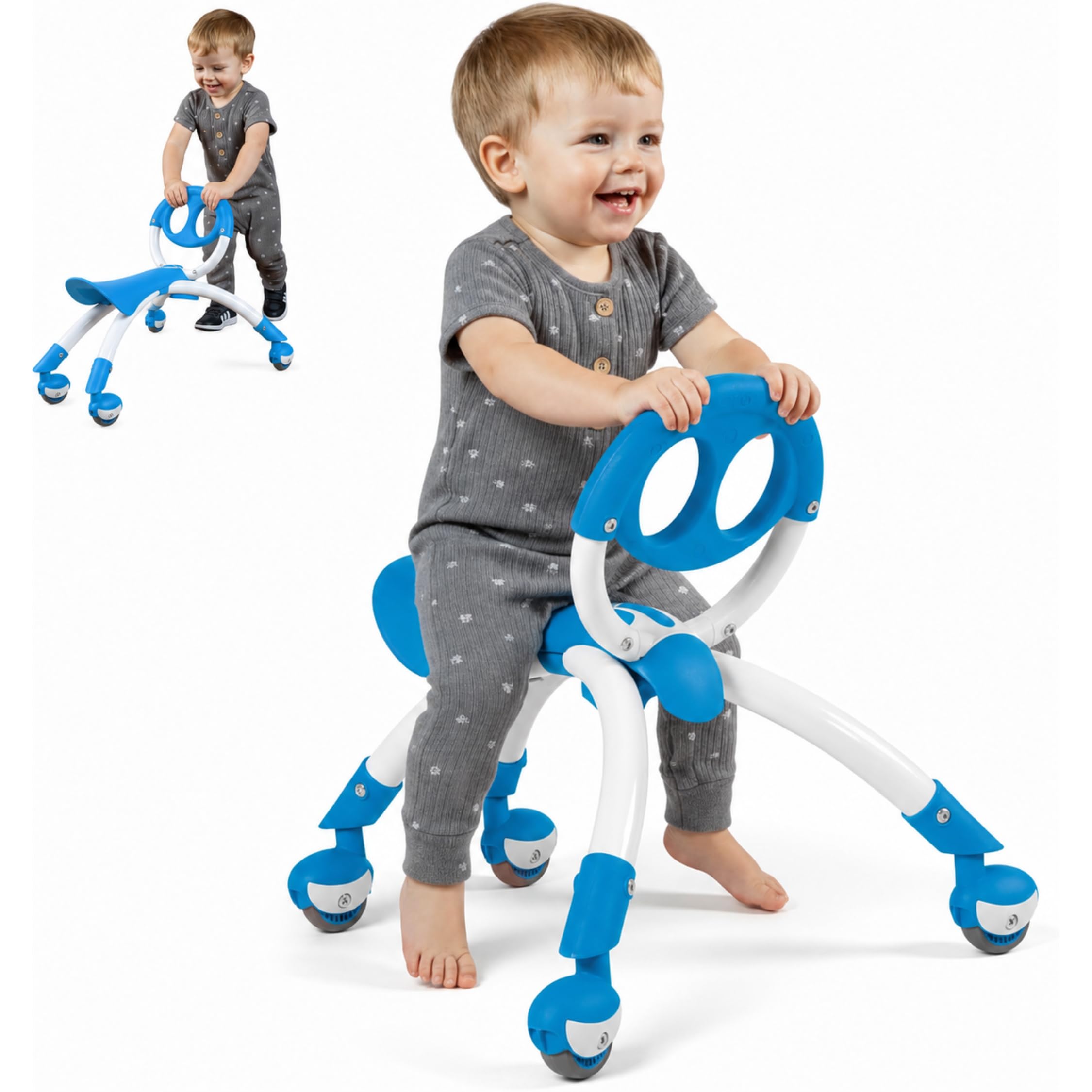 YBIKE Pewi walking ride on toy blue front view