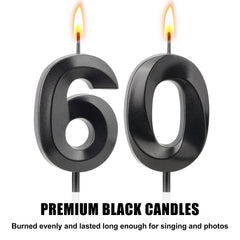 YEAAGE black 60 candle used as cake topper