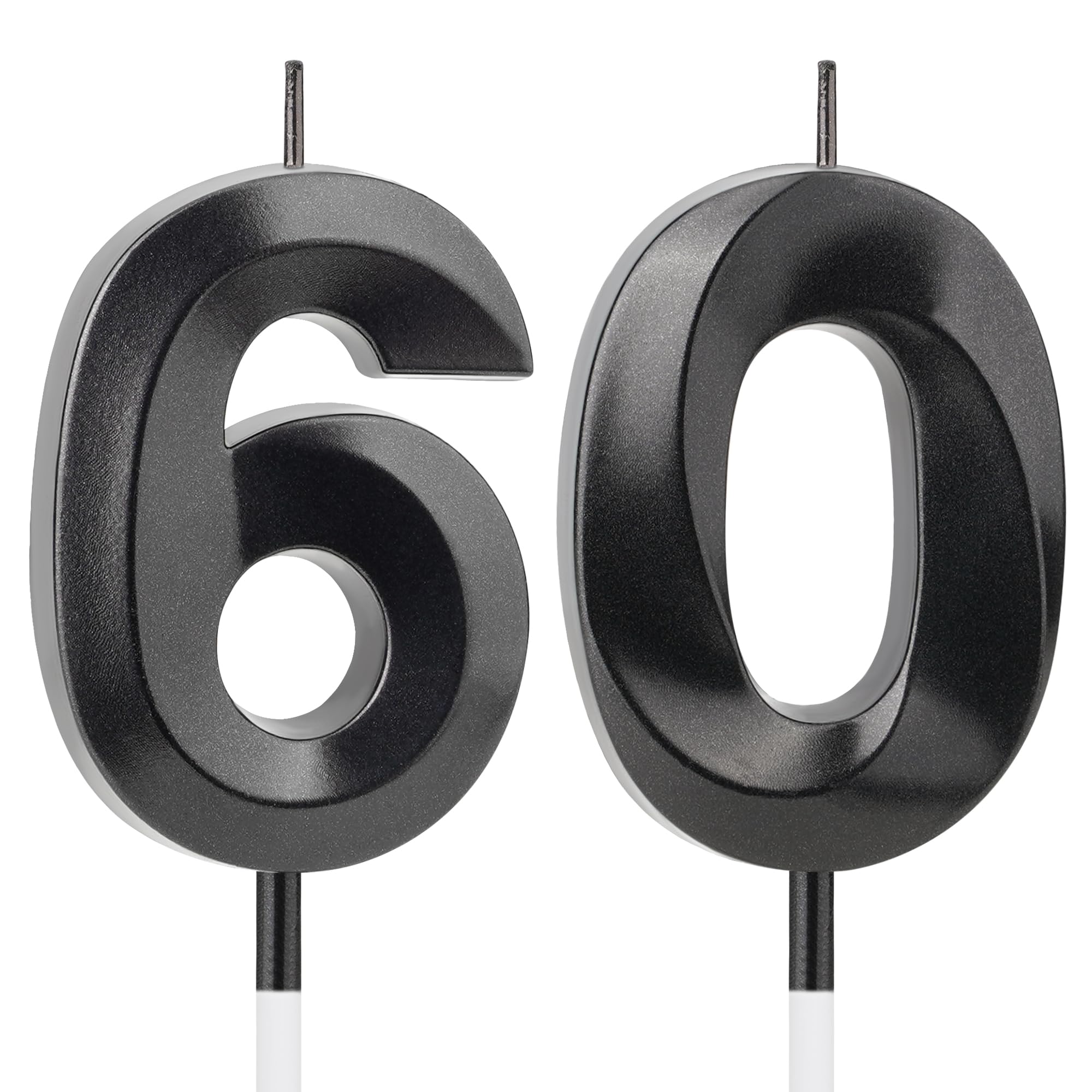YEAAGE Black Number 60 Candles on cake