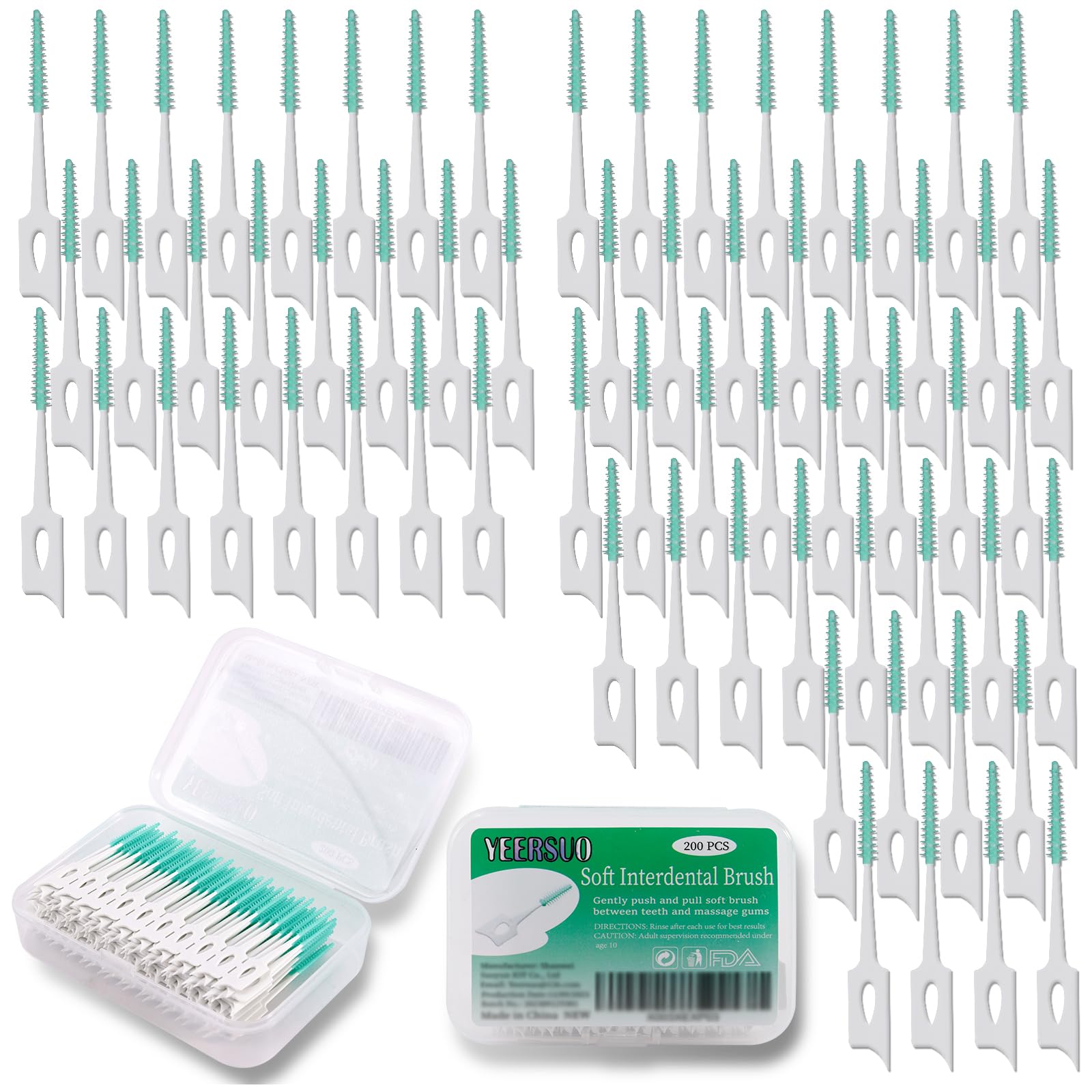 YEERSUO 200 pcs soft dental floss picks with case green