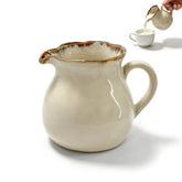 Yellow-brown ceramic milk pitcher with handle 12.3oz