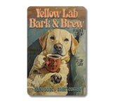 Yellow Lab Coffee Sign Bark and Brew metal sign 8x12 aluminum