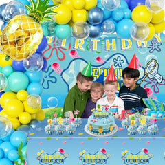 two banners and tablecloths for underwater party