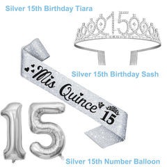 YeohJoy silver 15th birthday sash for girls