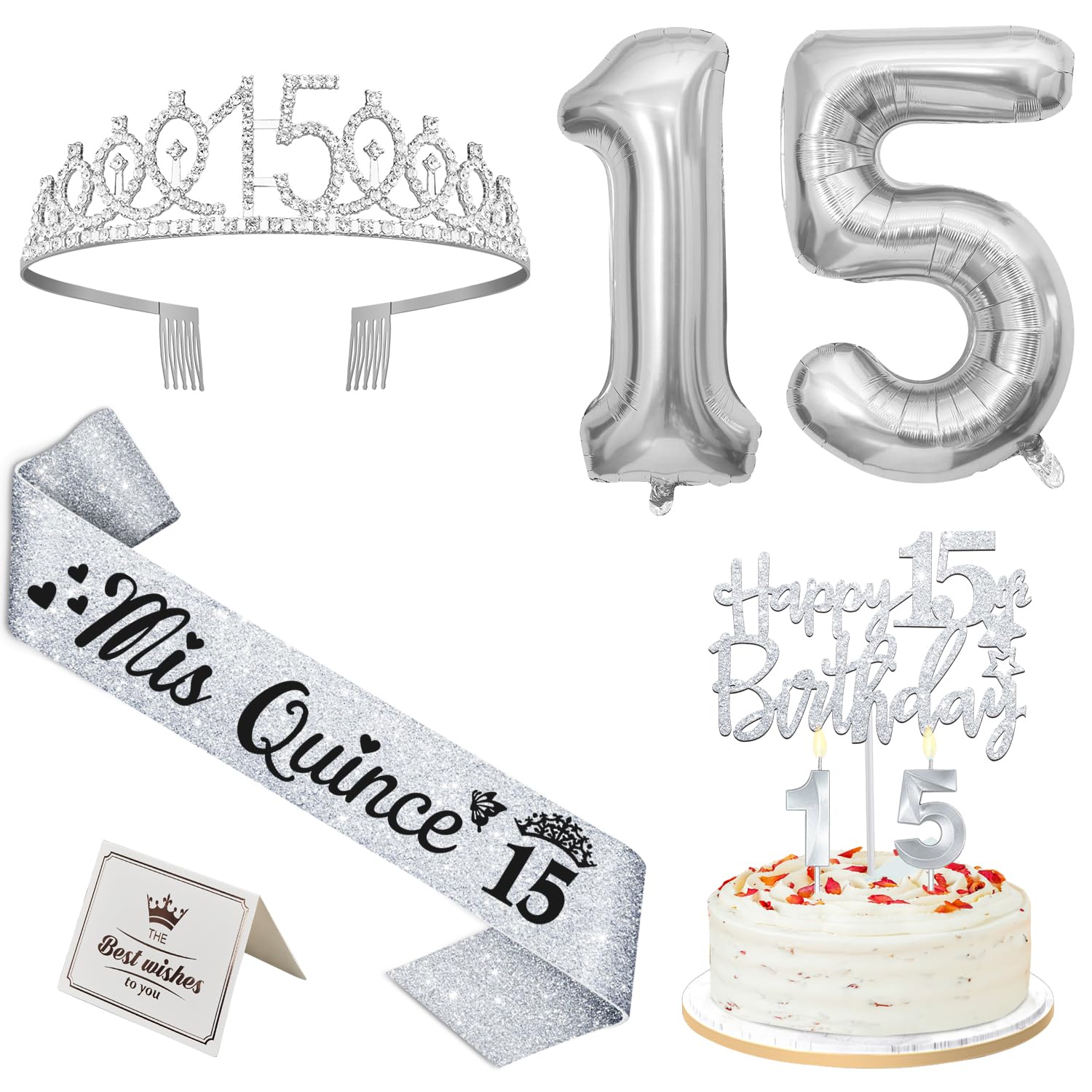 YeohJoy silver 15th birthday tiara for girls