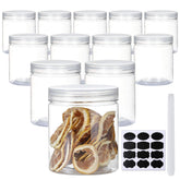 Yephets 16 oz clear plastic jars with lids 12 pack