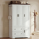 YESHOMY armoire wardrobe closet with drawers front view white