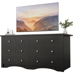 YESHOMY dresser with matte finish silver handles and a wavy base