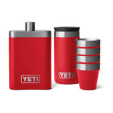 YETI 7 oz Flask Rescue Red color matching shot glasses