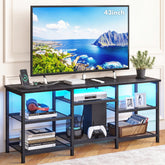 YGEOMER entertainment center 50in LED lights black front view