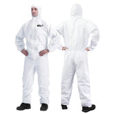 YIBER white disposable coveralls large 5 pack hooded product image