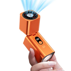 Yibest titanium alloy handheld fan orange color with integrated flashlight