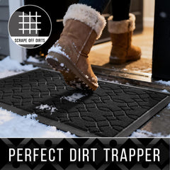 Heart striped groove design mat captures dirt
