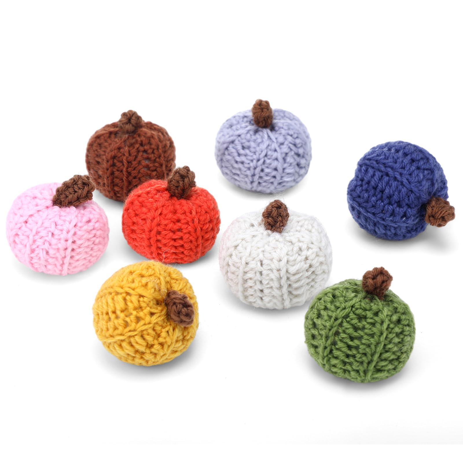 Yinkin 8 piece mini knit pumpkins multicolor wool set