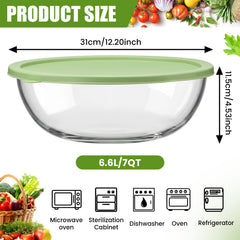 Yiyiring 7qt glass mixing bowl with lid borosilicate