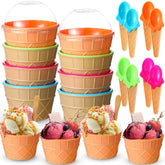 Yiyiring ice cream bowls and spoons set orange 6oz 8 sets