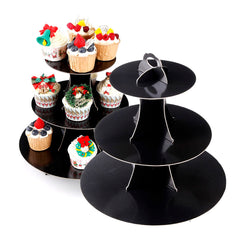 YLDW Cupcake Stand 2Pcs black 3-tier cardboard display