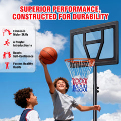 Shatterproof backboard and fillable stable base features