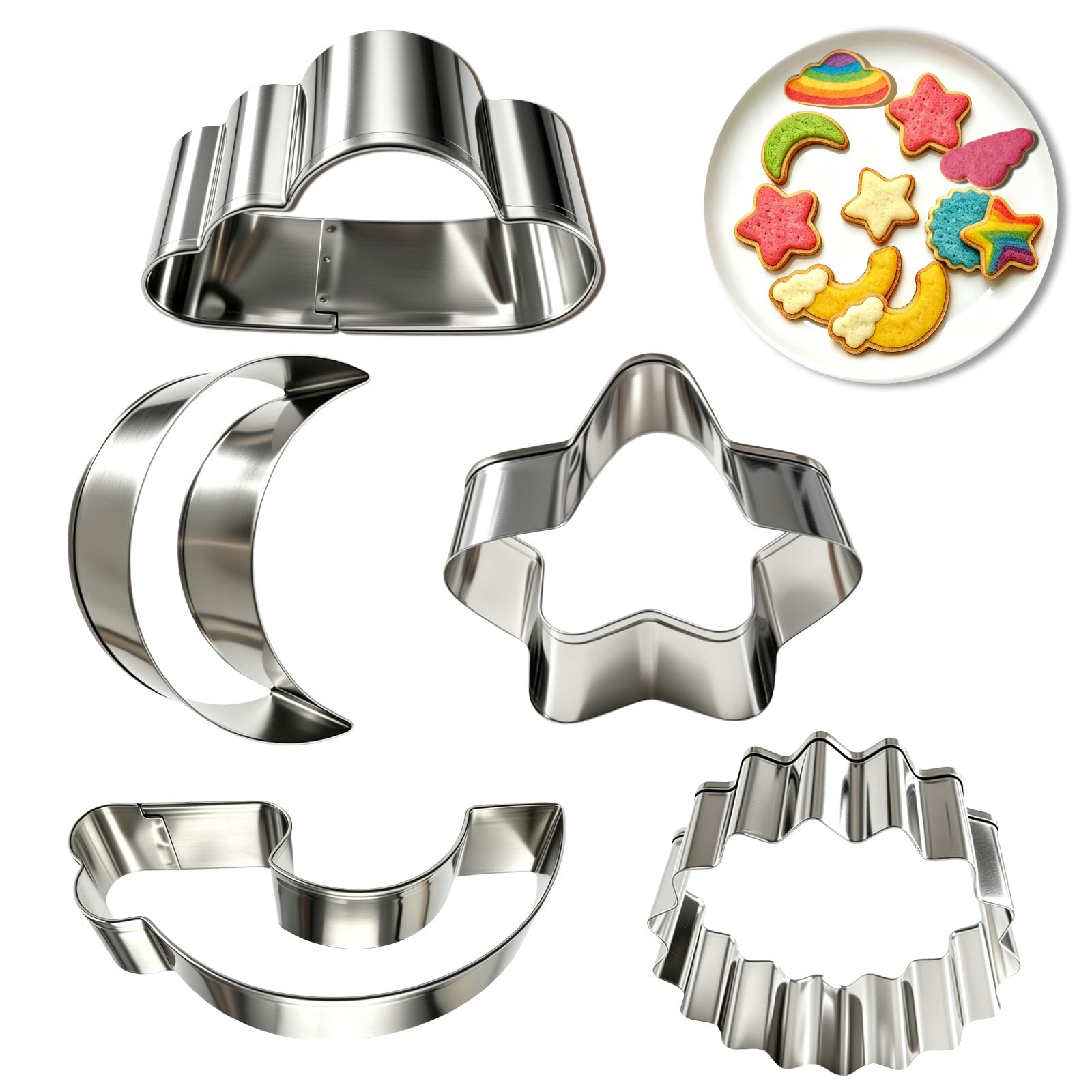 Yokuxaj cookie cutters 5 pack stainless steel set for kids