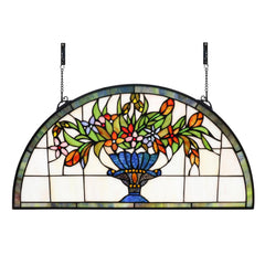 yonlouky flower stained glass window hanging 24in front view
