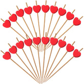 YOOHUA 250pcs red love heart cocktail picks made from bamboo