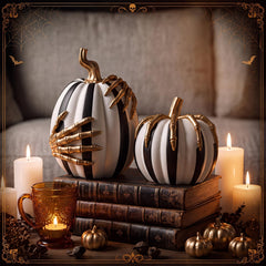 Resin Halloween pumpkins in two sizes 4.13x4.33 and 4.72x6.22 inches