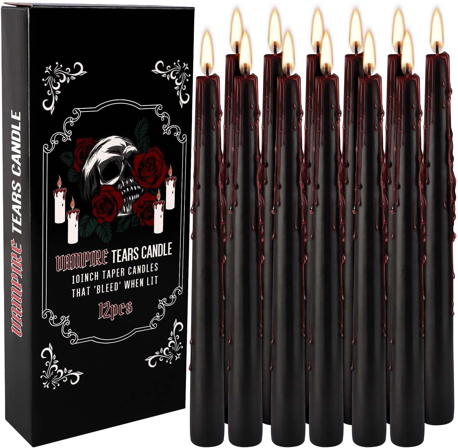 YOROXRG Vampire Tears taper candles 10 inch black