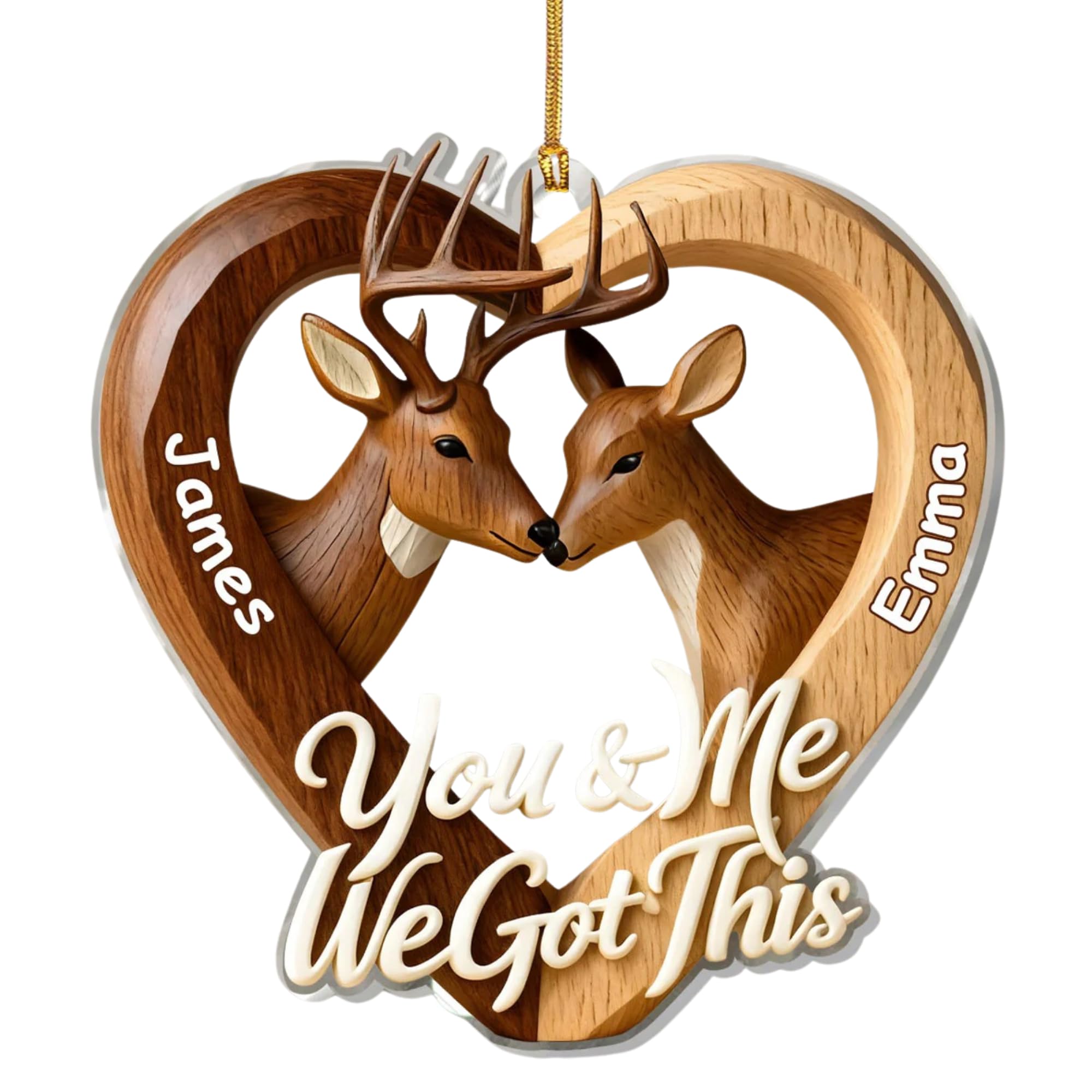 You & Me We Got This deer couple ornament on tree