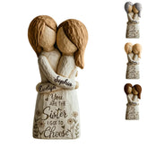 Acrylic ornament for sisters with faux wood appearance and one sided print
