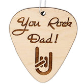 You Rock Dad Guitar Pick Christmas Ornament handmade from reforested birch wood