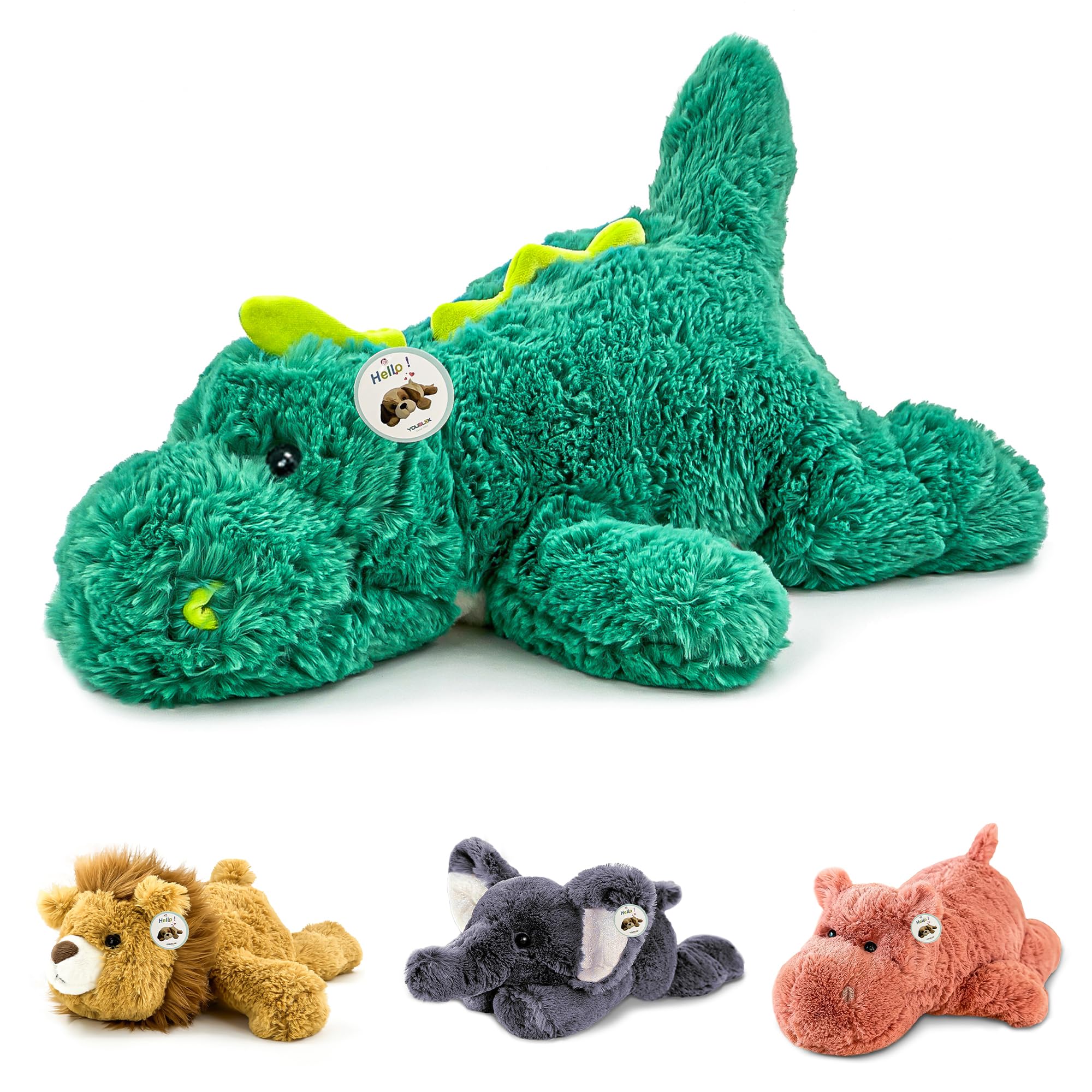 YOUBLEK weighted plush toy dinosaur 16 inch green