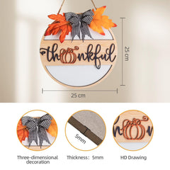Maple leaf motif on round wood sign decorative wreath