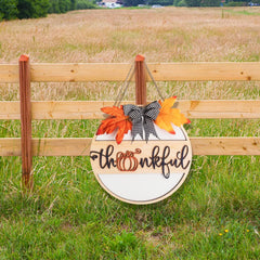 Red door decor sign for fall and Thanksgiving