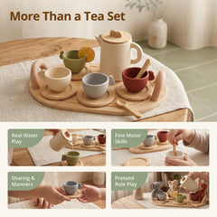 Solid wood coasters included with Youuys tea set