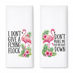 YRTKACX Flamingo Quote Towel 2 Pack 16x24 inch microfiber waffle towels for kitchen