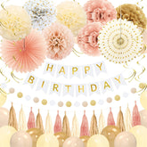 YTHETM champagne gold boho birthday decorations banner