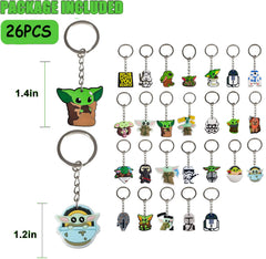 Yoda KeyChains 26pcs assorted styles classroom party favors