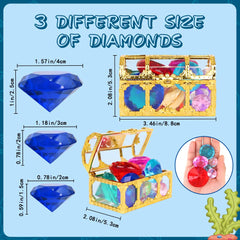 Ten acrylic diamonds in red green blue and yellow with treasure box
