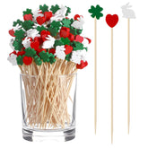 Yungyan bamboo cocktail picks three shapes heart shamrock bunny for drinks