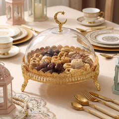 Ramadan Mubarak Tray four-legged stand and dome lid