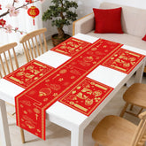 YVAINE table runner 12x71 inches red and gold