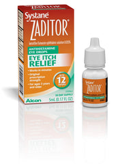 Zaditor Systane Eye Itch Relief 5 mL bottle close up
