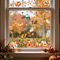 Wildflower Pumpkin Fall design window cling set by ZAEW