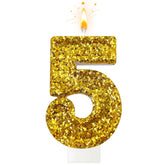Zailo Birthday Number Candles 5 glitter sequins on cake decoration