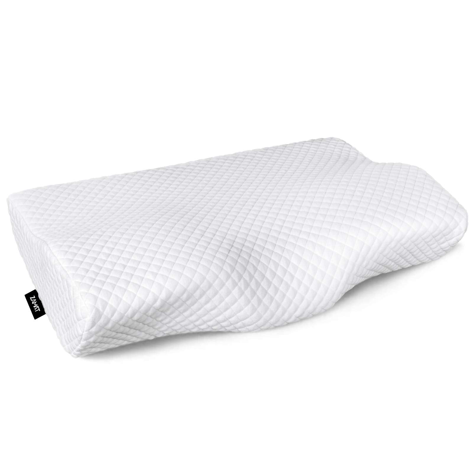ZAMAT memory foam pillow on bed with adjustable loft